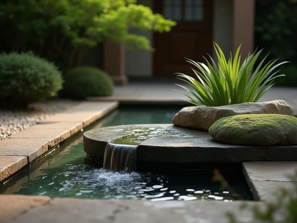 The bespoke water feature in the North Boulder Zen Garden.